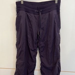 Lululemon Lined Deep Purple Nylon Dance Studio Pant with Draw Strings on Bottom